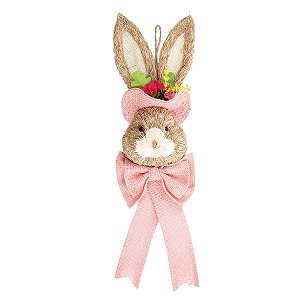 Enfeite Para Pendurar Cabeça de Coelho com Chapéu Rosa P - 1 unidade - Cromus - Rizzo