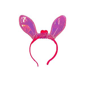 Tiara Coelhinho com Led  - Rosa Bebê - Mod:500 - 01 unidade - Rizzo
