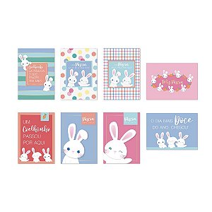 Cartaz Decorativo Coelhinhos 25x35 - 08 Unidades - Cromus -