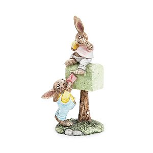 Coelho Decorativo de Resina Colocando Carta - Fancy - 1 unidade - Cromus -