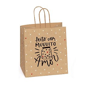 Sacola para Meio Ovo Kraft Doçura 22x16x27,5cm - 10 Unidades - Cromus Páscoa -