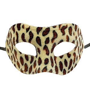 Máscara de Carnaval Veneziana Animal Print Onça - Mod 6857 - Creme/Marrom - 01 unidade - Rizzo