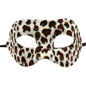 Máscara de Carnaval Veneziana Animal Print Onça - Mod 6857 - Marfim/Marrom - 01 unidade - Rizzo