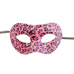 Máscara de Carnaval Veneziana Animal Print Onça - Mod 6857 - Rosa - 01 unidade - Rizzo