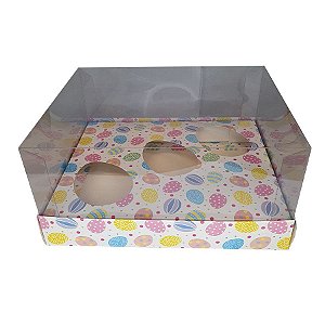 Caixa Ovo de Colher Triplo - Meio Ovo de 50g a 80g - Ovos Coloridos - 20,5 x 17 x 9,7 cm - 5 un - Assk - Rizzo