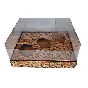 Caixa Ovo de Colher Triplo - Meio Ovo de 50g a 80g - Kraft Coelhinhos - 20,5 x 17 x 9,7 cm - 5 un - Assk - Rizzo