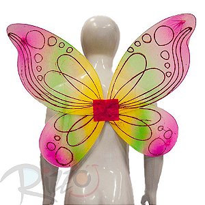 Adereço de Carnaval - Asa Borboleta Multicolor - Rosa Pink - Mod:76 - 01 unidade - Rizzo