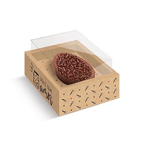 Caixa New Moldura para Meio Ovo com Colher - Kraft Doçura - 06 Unidades - Cromus Páscoa - Rizzo