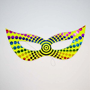 Máscara de Carnaval em Papel - Amarelo - Estampa Círculos - Mod 461 - 12 unidades - Rizzo