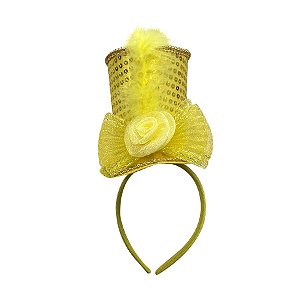 Tiara Luxo Carnaval com aplique Cartola  - Amarelo - Mod 201 - 01 unidade - Rizzo