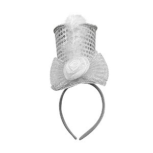 Tiara Luxo Carnaval com aplique Cartola  - Branco - Mod 201 - 01 unidade - Rizzo