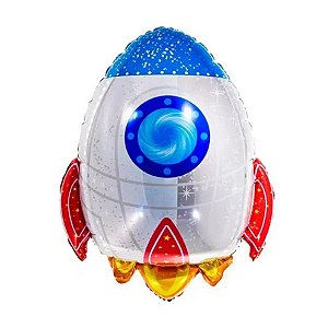 Balão de Festa Metalizado 30" 76cm - Foguete - 1 unidade - Rizzo
