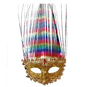 Máscara de Carnaval Glitter Luxo Mod 431 - Dourado - 01 unidade - Rizzo