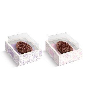 Caixa New Moldura para Meio Ovo - Clássico Francês Lilás e Rosa - 06 Unidades - Cromus Páscoa - Rizzo