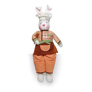 Boneco de Páscoa - Coelho Super Chef com Rolo de Massa - Sentado - 01 UN - Cromus -