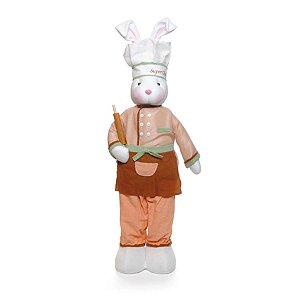Boneco de Páscoa - Coelho Super Chef com Rolo de Massa - G - 01 UN - Cromus - Rizzo