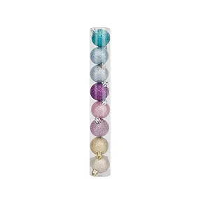 Bolas em Tubo Rainbow Glitter 06cm - 08 unidades - Cromus Natal