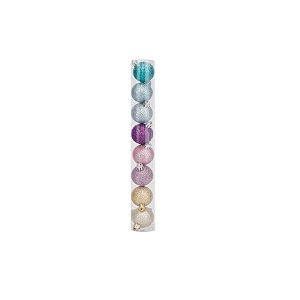 Bolas em Tubo Rainbow Glitter 04cm - 08 unidades - Cromus Natal