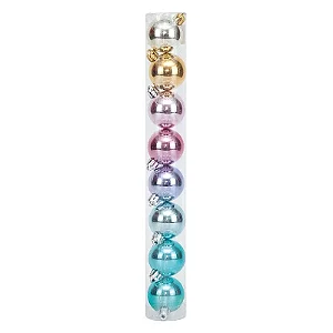 Bolas em Tubo Rainbow Lisa 10cm - 08 unidades - Cromus Natal