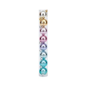 Bolas em Tubo Rainbow Lisa 8cm - 08 unidades - Cromus Natal