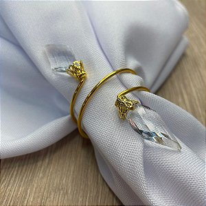 Porta Guardanapo Aramado Arame Dourado com Pingente 01 Unidade Rizzo