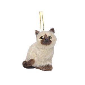 Enfeite para Pendurar - Gato Siamês Pelúcia - 10cm - 01 unidade - Cromus Natal -