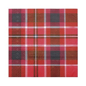 Guardanapo de Papel - Xadrez -  Verm/Preto/Branco 32,5cm x 32,5cm - 20 unidades - Cromus Natal -
