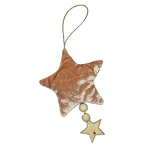 Enfeite para Pendurar - Estrela  - Rosê - 8cm - 01 unidade - Natal - Rizzo