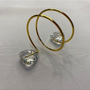 Porta Guardanapo Aramado Arame Dourado com Coração Transparente 01 Unidade Rizzo