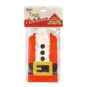 Tag Natalina - Roupa Papai Noel - 6,6x12cm - 5 UN - Rizzo