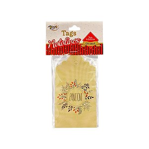 Tag Natalina - Bege Panetone - 6,6x12cm - 5 UN - Rizzo
