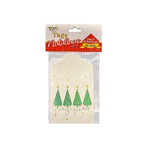Tag Natalina - Árvore Feliz Natal - 6,6x12cm - 5 UN - Rizzo