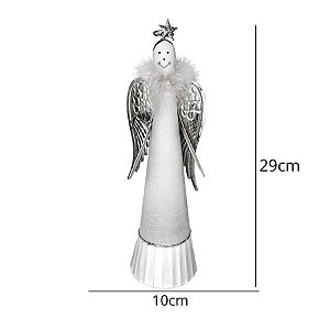 Enfeite Decorativo em Metal - Anjo - Rosa/Dourado - 29cm - Natal Tok da Casa - Rizzo