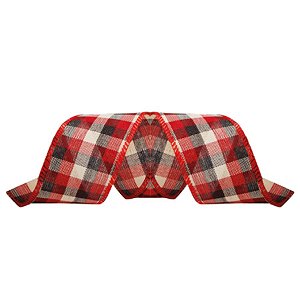 Fita Decorativa Natal Xadrez Vermelho e Preto  6,3x914cm - 1 Unidade - Cromus -