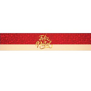Cinta Panetone G - Feliz Natal - Vermelho/Dourado - 64x9cm - 3 unidades - Erika Melkot - Rizzo