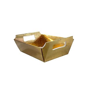 Cesta de Papel P 9,5x14x5cm - Dourado - 10 Unidades - ASSK -