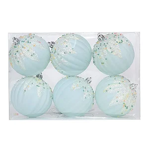 Kit Bola Gomos Miçangas coloridas - Trend Rainbow - Candy- Azul Claro- 8cm - 6 unidades - Cromus Natal - Rizzo