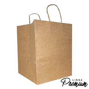 Sacola de Papel 34x24,5x21cm - Kraft Premium - Fundo Largo D-34 - 10 unidades - Rizzo