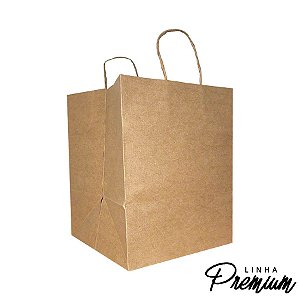 Sacola de Papel 27x22x17cm - Kraft Premium - Fundo Largo D-28 - 10 unidades - Rizzo