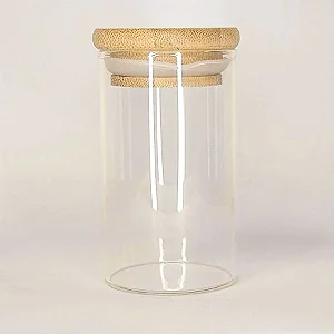 Pote de Vidro Hermético com Tampa de Bambu 9x5cm - Yoss - Rizzo