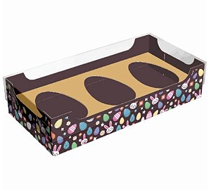 Caixa para 3 Meio Ovos de Colher 50g - Encanto Ouro Kids Cód 2304 - 10 unidades - Ideia Embalagens - Rizzo