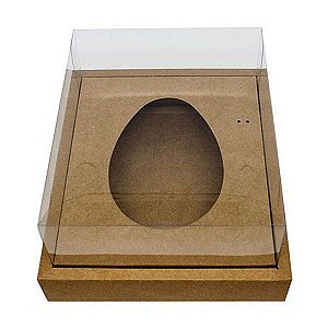 Caixa Ovo de Colher com Moldura - Meio Ovo de 250g - 20cm x 15,5cm x 10cm - Kraft - 5unidades - Assk - Páscoa Rizzo