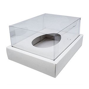Caixa Ovo de Colher com Moldura - Meio Ovo de 250g - 20cm x 15,5cm x 10cm - Branca - 5unidades - Assk - Páscoa Rizzo