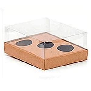 Caixa Ovo de Colher Triplo - Meio Ovo de 50g a 80g - Kraft - 20,5 x 17 x 9,7 cm - 5 un - Assk Rizzo Confeitaria