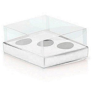 Caixa Ovo de Colher Triplo - Meio Ovo de 50g a 80g - Branco - 20,5 x 17 x 6,5 cm - 5 un - Assk Rizzo Confeitaria