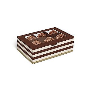 Caixa para 6 brigadeiros Hit Marrom - 10 unidades - Cromus - Rizzo Embalagens