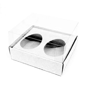 Caixa Ovo de Colher Duplo - Meio Ovo de 50g - 10,5x12x7cm - Branco - 5unidades - Assk - Páscoa Rizzo Embalagens
