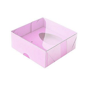 Caixa Ovo de Colher - Meio Ovo de 50g a 80g - 10cm x 10cm x 4cm - Rosa - 5unidades - Assk - Páscoa Rizzo Embalagens