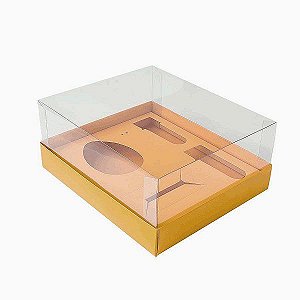 Caixa Ovo de Colher Kit Confeiteiro - Meio Ovo de 100g a 150g - 20,5cm x 17cm x 9,7cm - Ouro - 5unidades - Assk - Páscoa