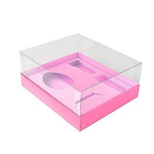 Caixa Ovo de Colher Kit Confeiteiro - Meio Ovo de 100g a 150g - 20,5cm x 17cm x 8,5cm - Rosa - 5unidades - Assk - Páscoa